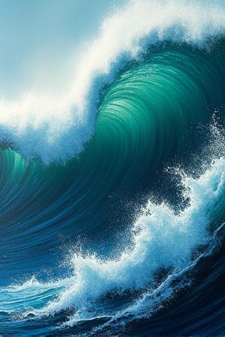 Aklat cover ng 'Mga Awit ng Karagatan' na may oil painting ng alon